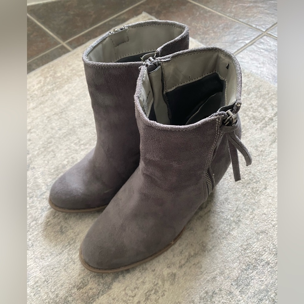 Diba Gray Suede Ankle Boots
